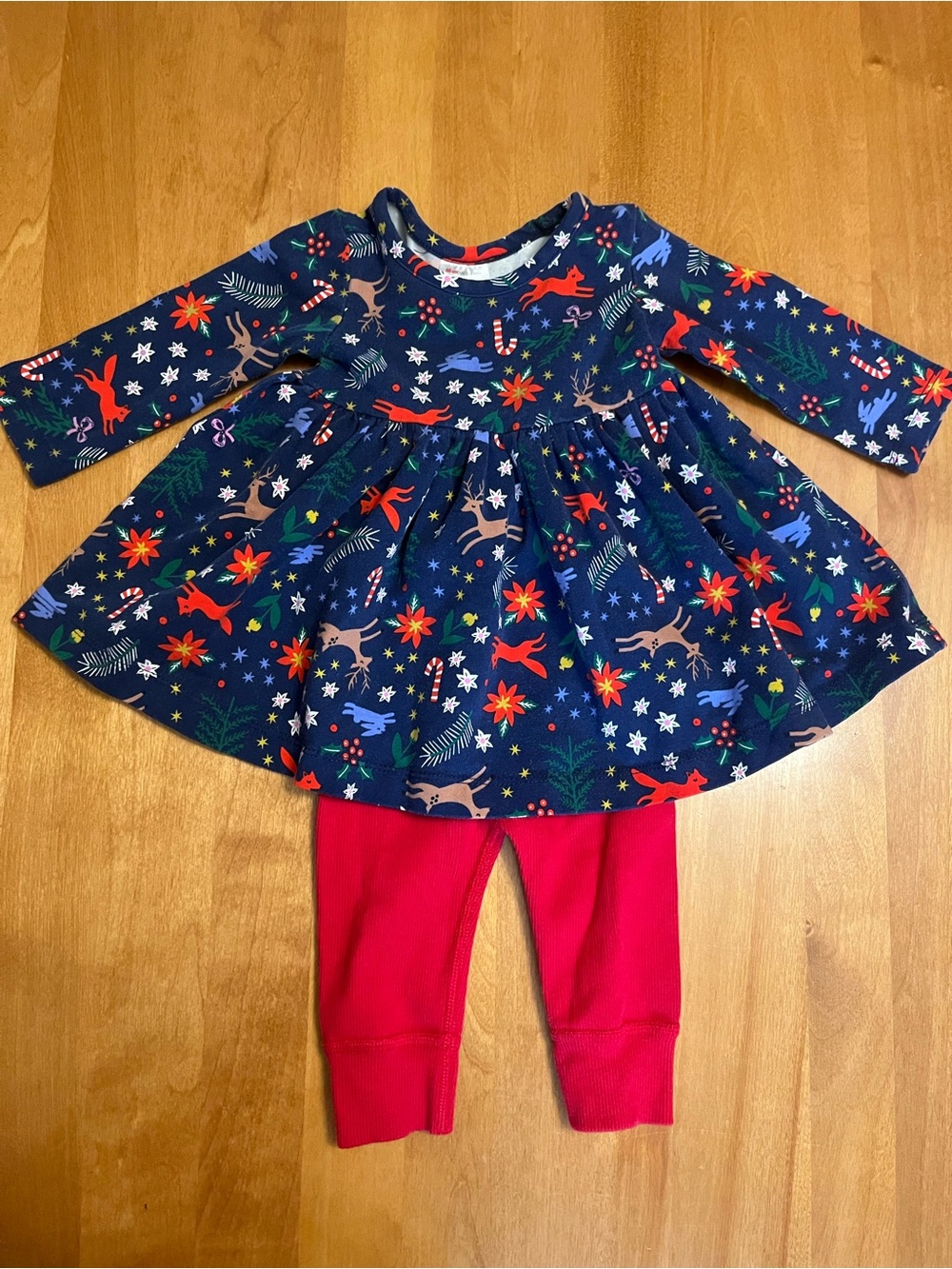 Hanna Andersson Navy Holiday with Red & Green Accents Outfit
